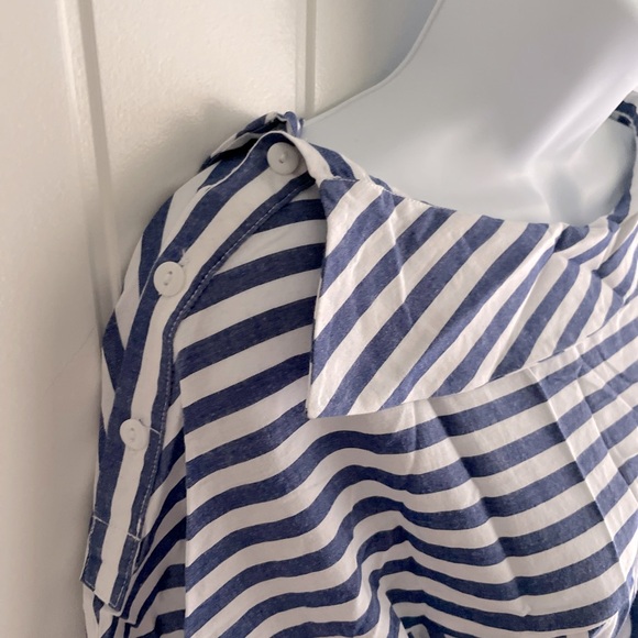 MAAC London Striped Blue & White Boatneck Blouse Sz Medium in EUC - Picture 9 of 13